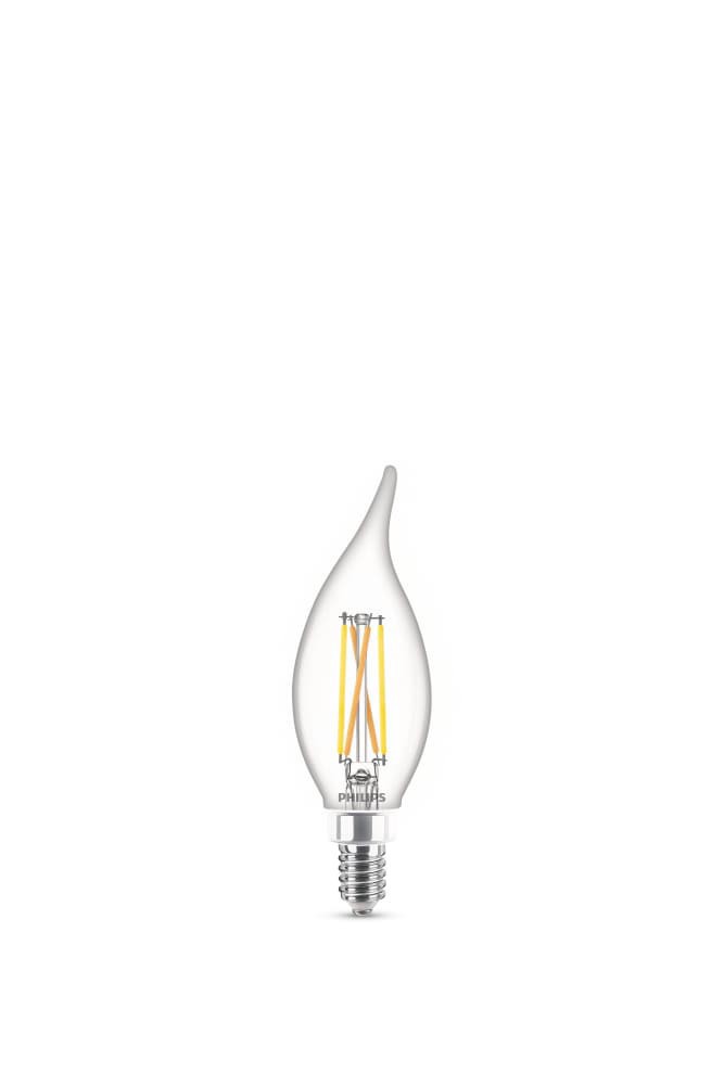 slide 5 of 6, Philips 2.3-Watt (25-Watt) Candleabra Base Bent Tip Candle Ba11 Led Light Bulbs, 3 ct