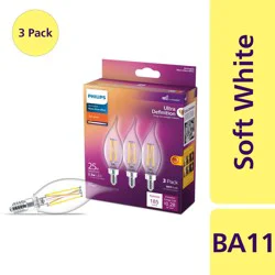 Philips 2.3-Watt (25-Watt) Candleabra Base Bent Tip Candle Ba11 Led Light Bulbs