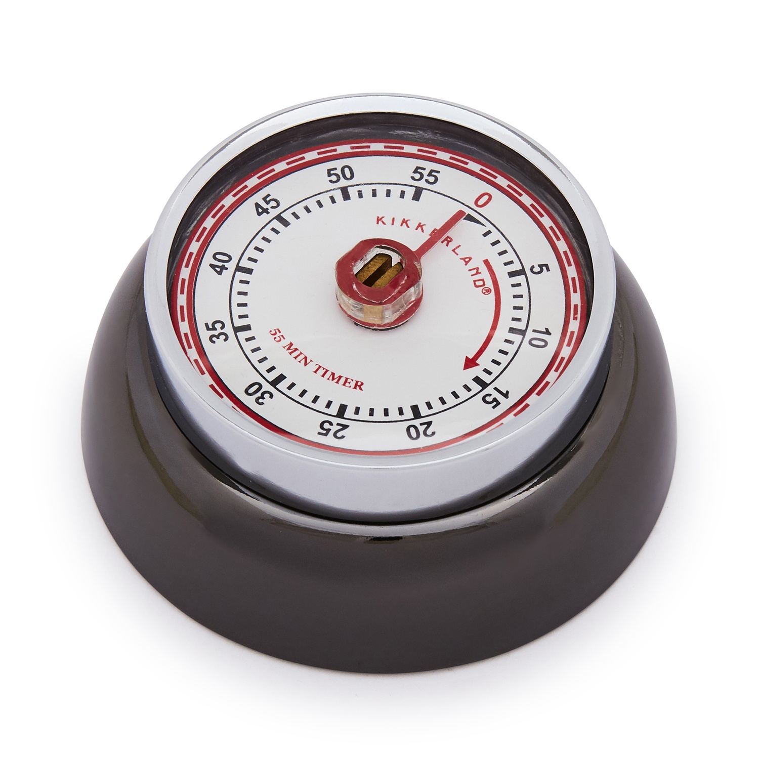 slide 1 of 1, Kikkerland Retro Magnetic Kitchen Timer, Gunmetal, 1 ct