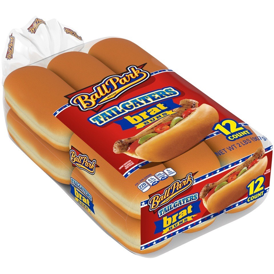 slide 3 of 8, Ball Park Tailgaters Brat Buns, 12 count, 32 oz, 12 ct