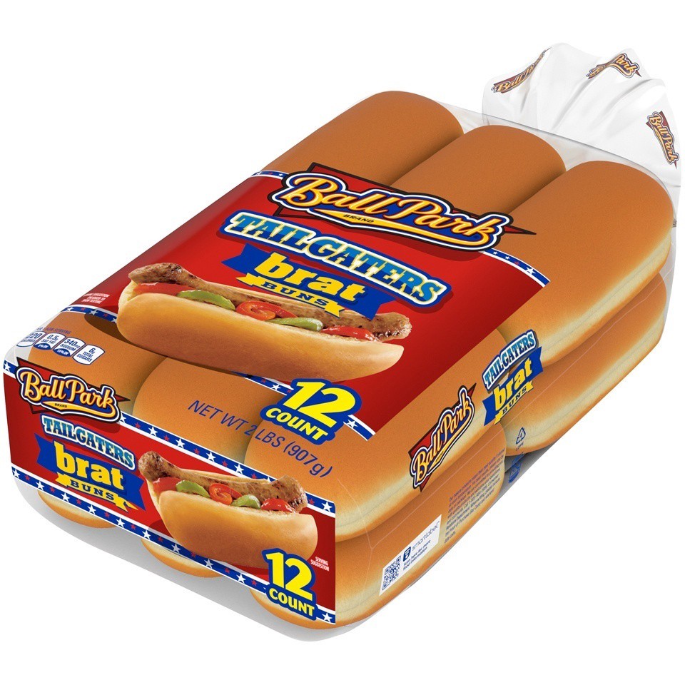 slide 4 of 8, Ball Park Tailgaters Brat Buns, 12 count, 32 oz, 12 ct