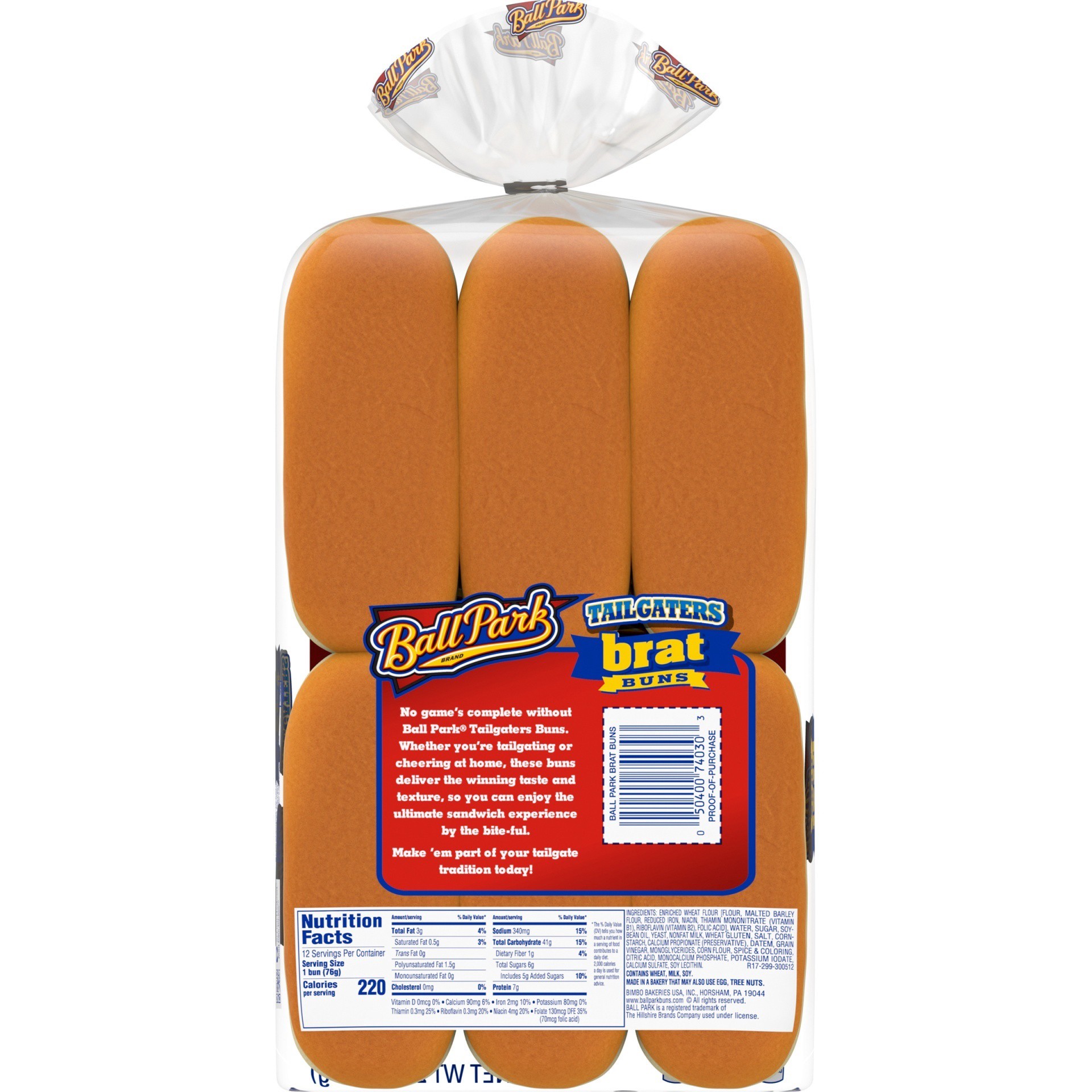 slide 6 of 8, Ball Park Tailgaters Brat Buns, 12 count, 32 oz, 12 ct