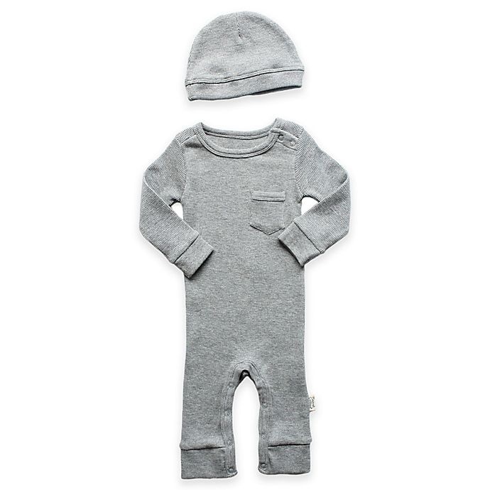 slide 1 of 1, Planet Cotton Newborn Cotton Thermal Coverall and Cap Set - Heather Grey, 2 ct