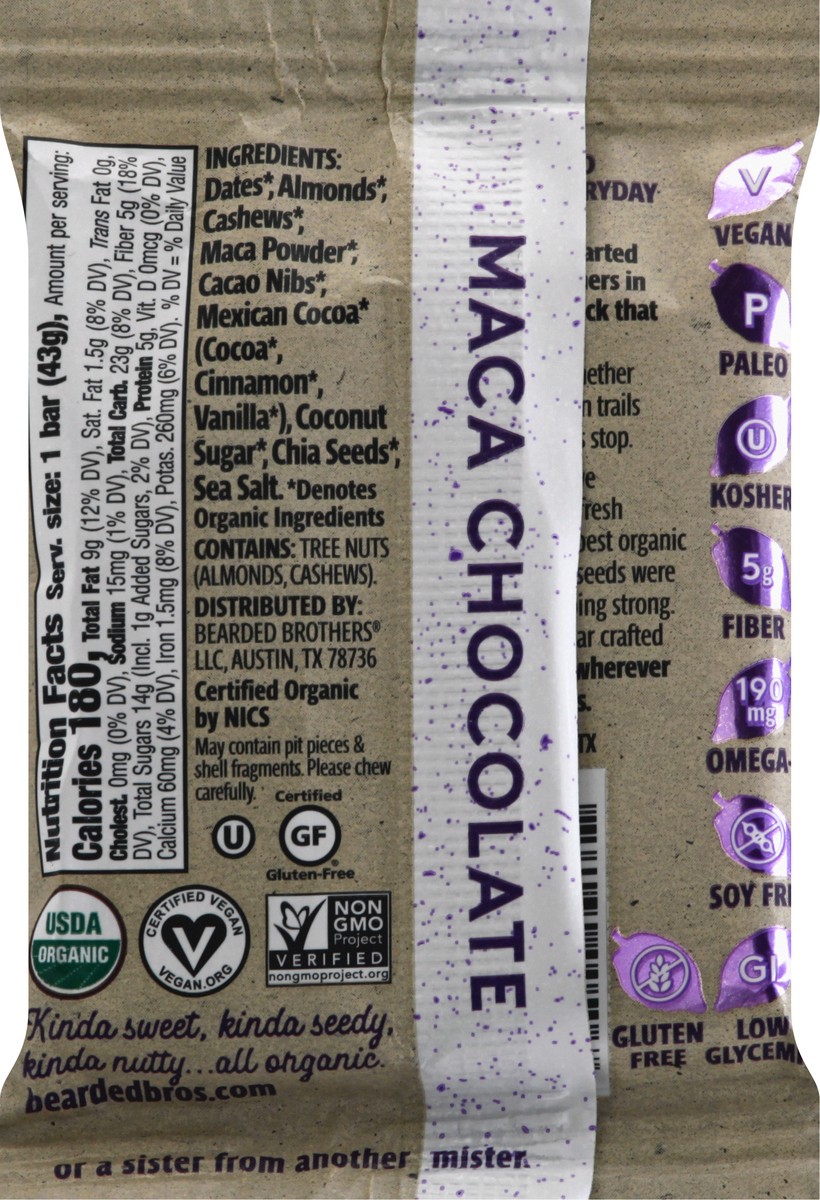 slide 12 of 13, Bearded Brothers Mega Maca Chocolate Food Bar 1.52 oz, 2 oz