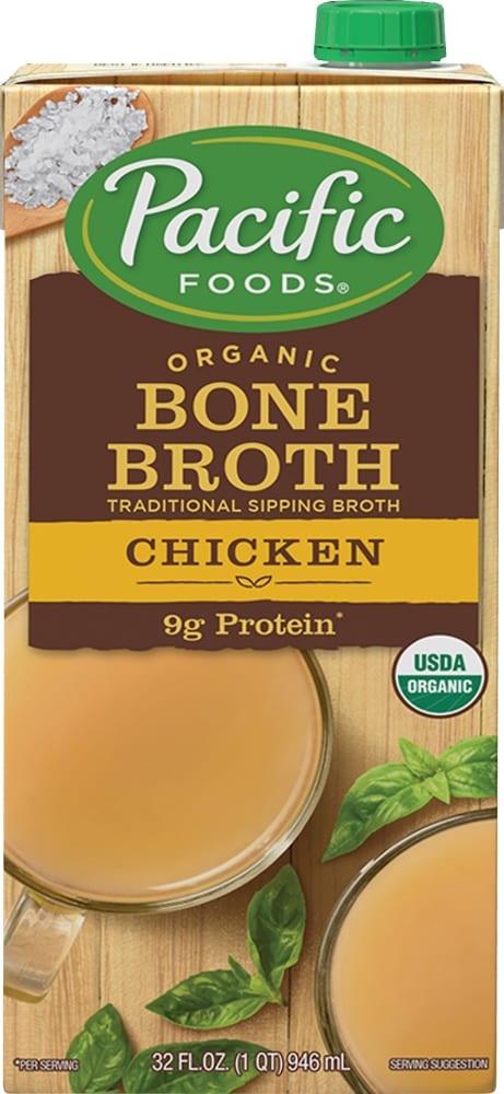 slide 1 of 8, Pacific Foods Organic Chicken Bone Broth, 32 fl oz