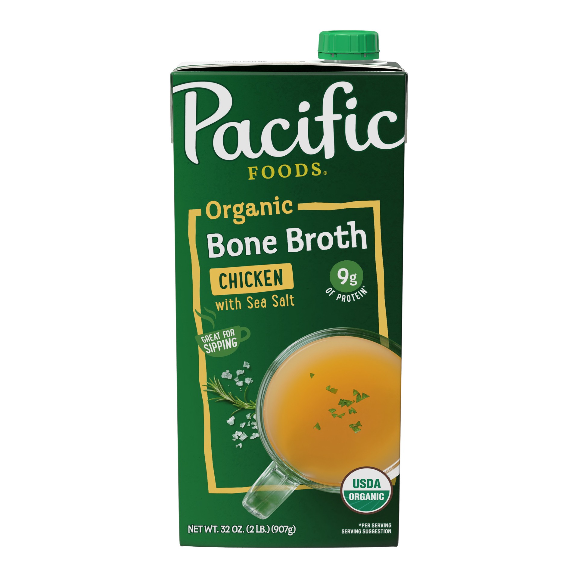 slide 1 of 5, Pacific Foods Organic Chicken Bone Broth With Sea Salt, 32 oz Carton, 32 oz