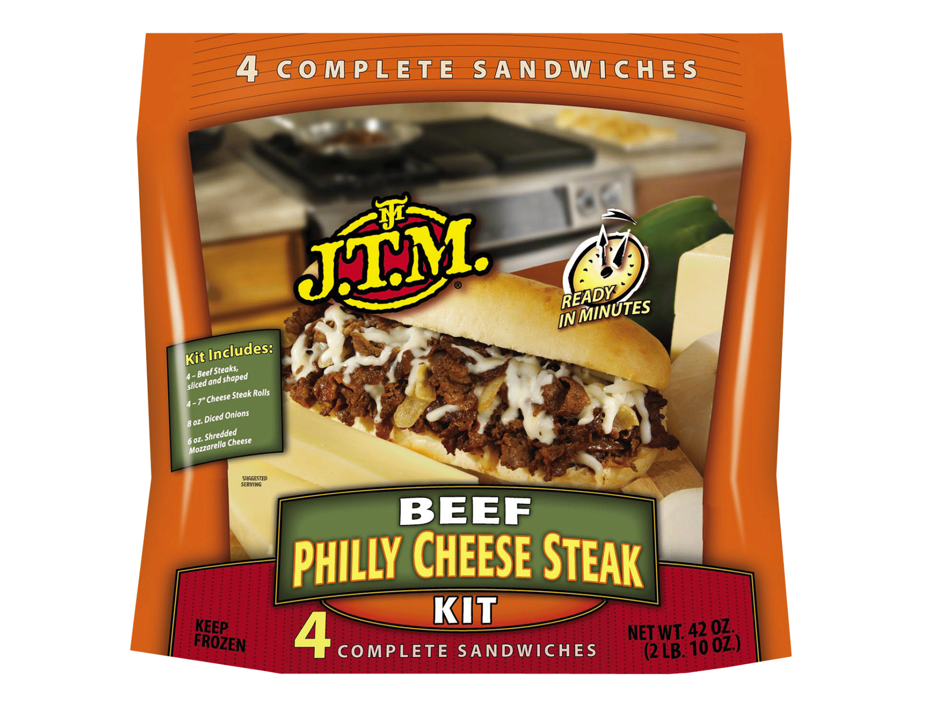 slide 1 of 1, J.T.M. Beef Philly Cheese Steak Kit, 42 oz