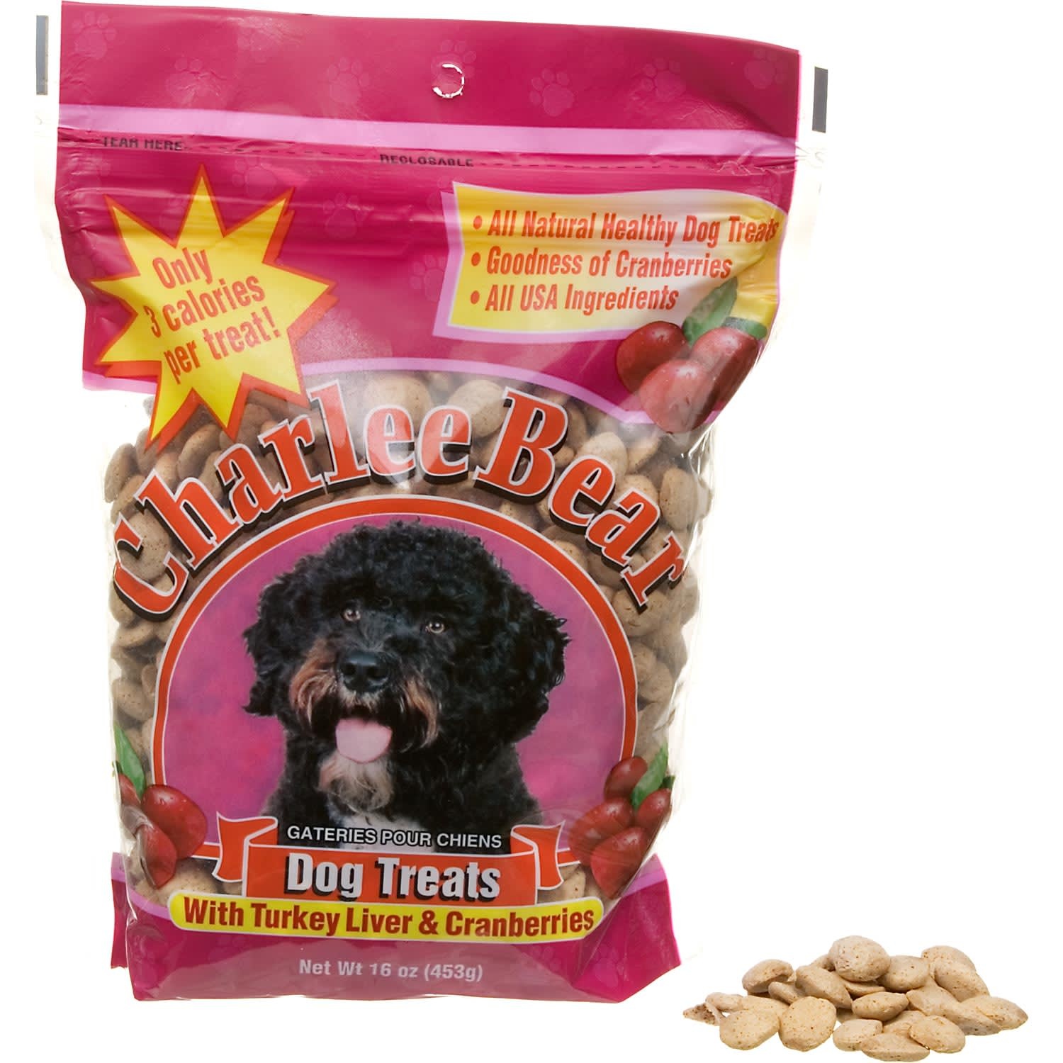 slide 1 of 1, Charlee Bear Turkey Liver & Cranberries Dog Treats, 16 oz