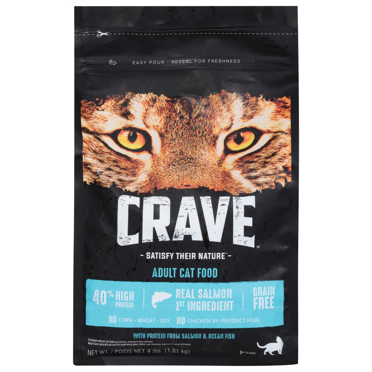 slide 1 of 9, CRAVE Adult Satisfy Their Nature Cat Food with Protein from Salmon & Ocean Fish 4 lb, 4 lb