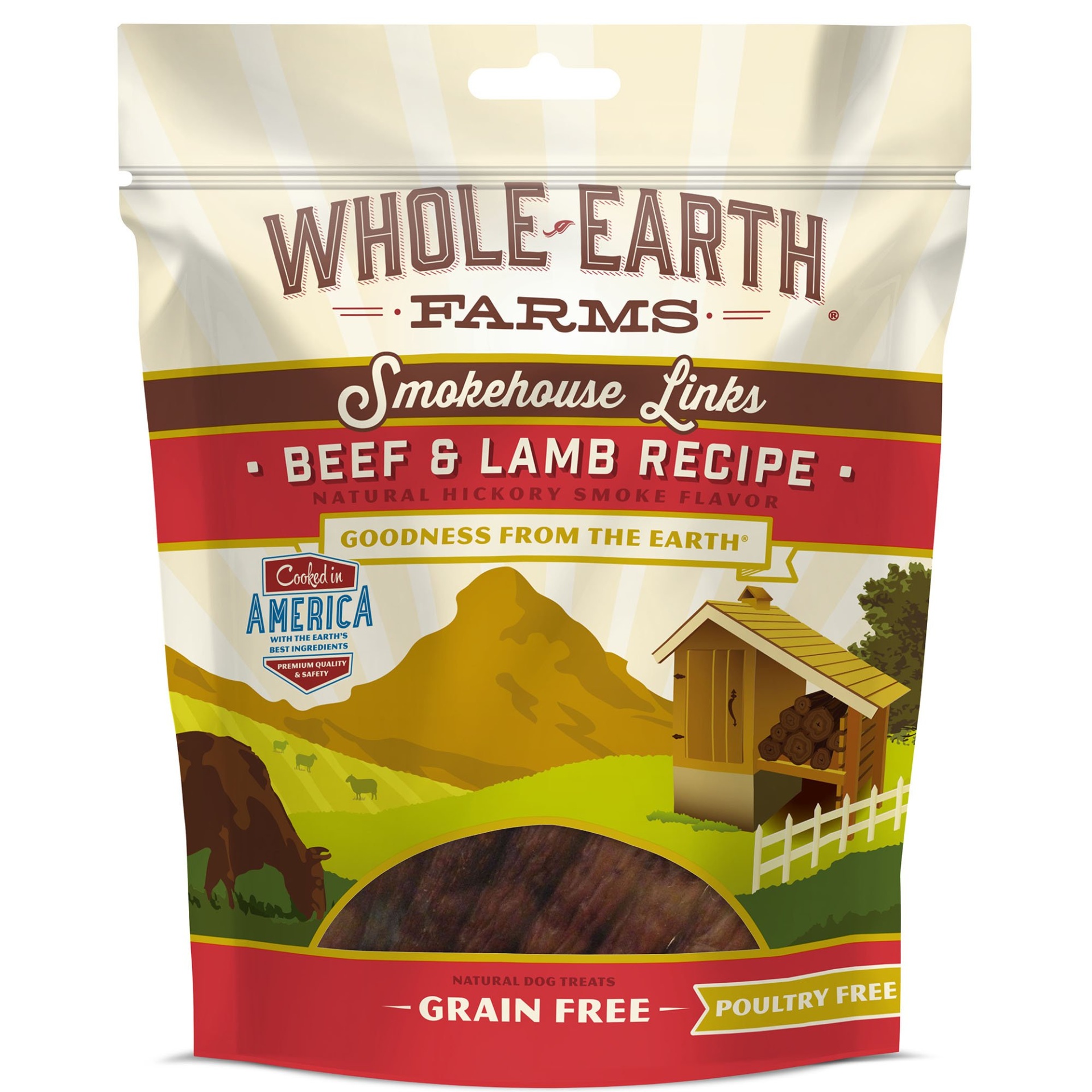 slide 1 of 1, Whole Earth Farms Grain Free Smokehouse Links Beef & Lamb Recipe Dog Treats, 5 oz