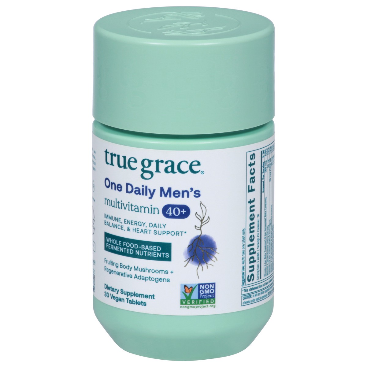 slide 11 of 12, True Grace One Daily Men's 40+ Multivitamin 30 Vegan Tablets, 1 ct