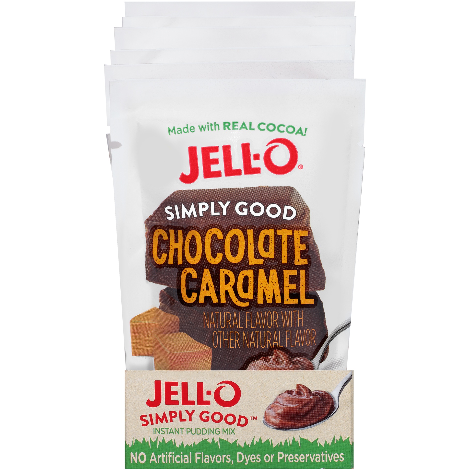 slide 1 of 6, Jell-O Simply Good Chocolate Caramel Pudding, 3.8 oz