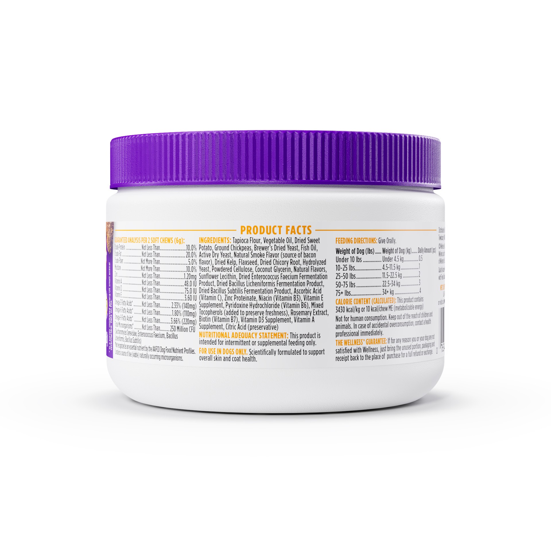 slide 2 of 4, Wellness Barkin' Bacon Flavored Soft Chew Skin & Coat Supplements for Dogs, 45 count, 1 ct