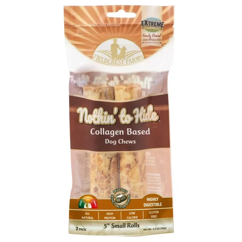 slide 1 of 9, Fieldcrest Farms Nothin' to Hide 2 Pack Rawhide Alternative Premium Peanut Butter Flavor Dog Chews 2 ea, 2 ct
