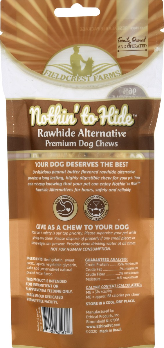 slide 6 of 9, Fieldcrest Farms Nothin' to Hide 2 Pack Rawhide Alternative Premium Peanut Butter Flavor Dog Chews 2 ea, 2 ct