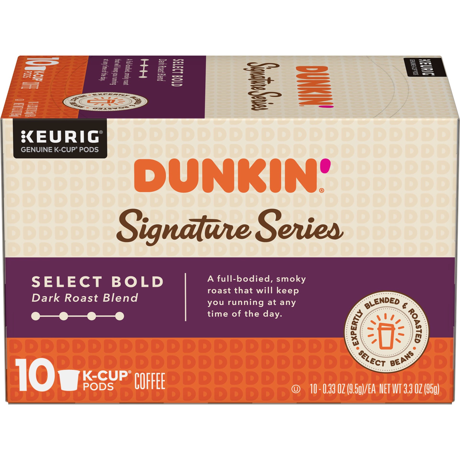 slide 1 of 5, Dunkin' Donuts Dark Roast Coffee Single Serve, 10 ct