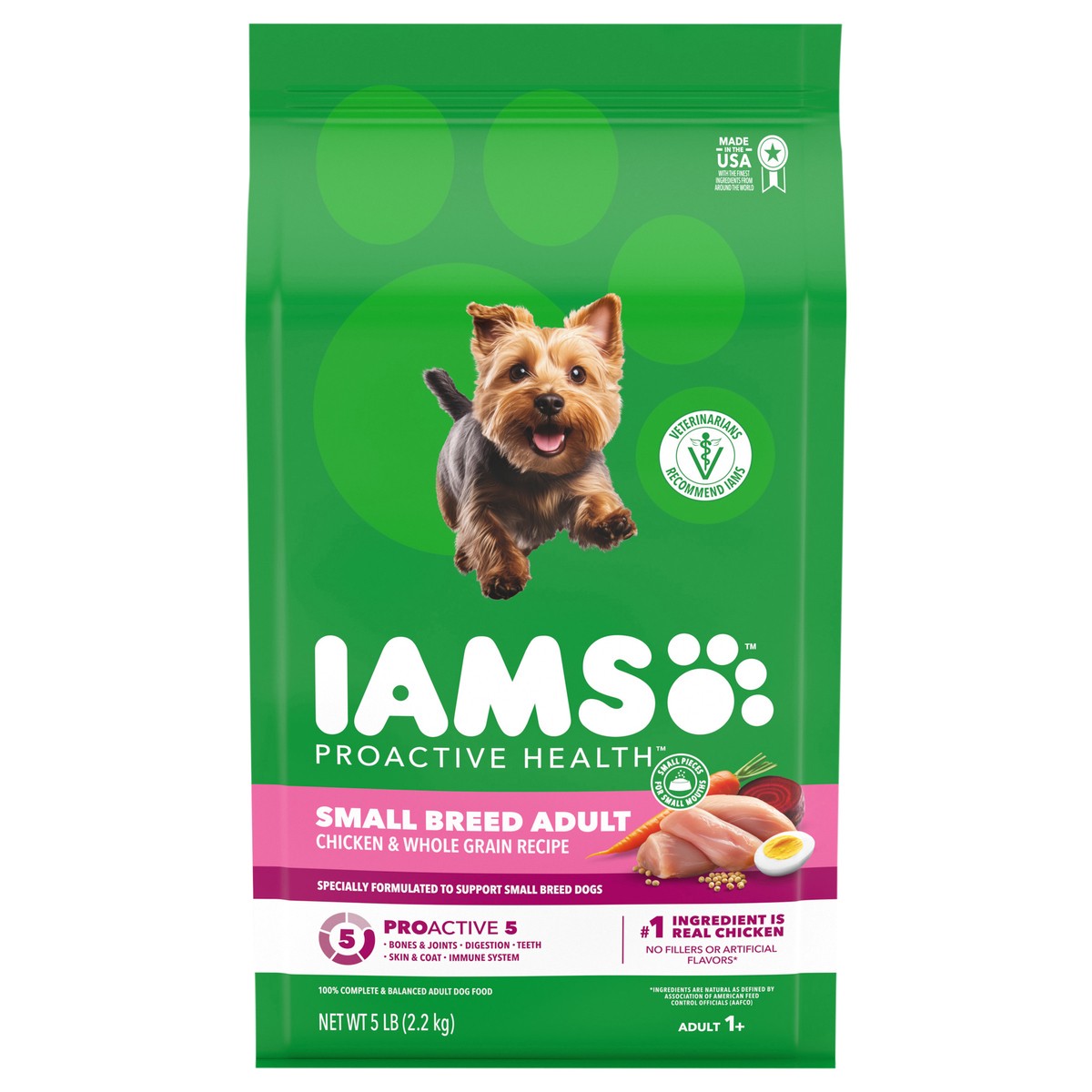 slide 1 of 16, Iams Small Breed Dg Fd Dry Ckn Whl Grn, 5 lb