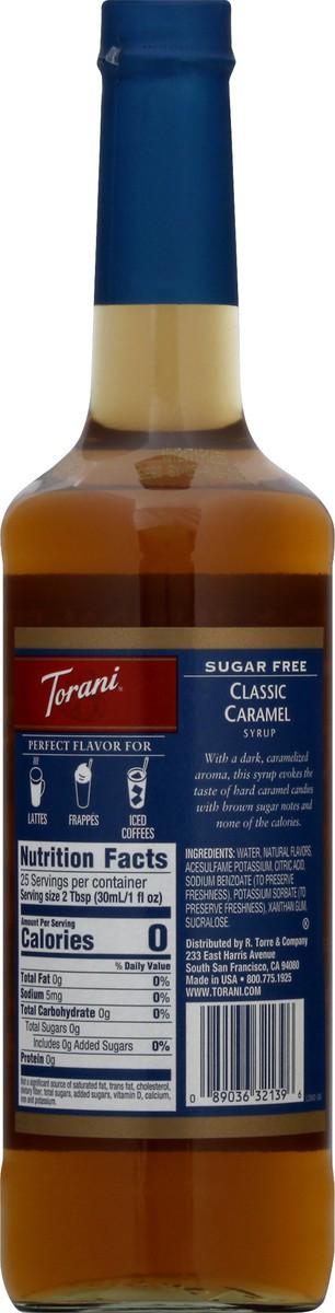 slide 6 of 13, Torani Sugar Free Classic Caramel Syrup 25.4 fl oz, 25.4 fl oz