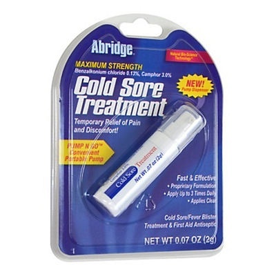slide 1 of 1, Abridge Maximum Strength Cold Sore Treatment Pump N Go Portable Pump, 0.07 oz