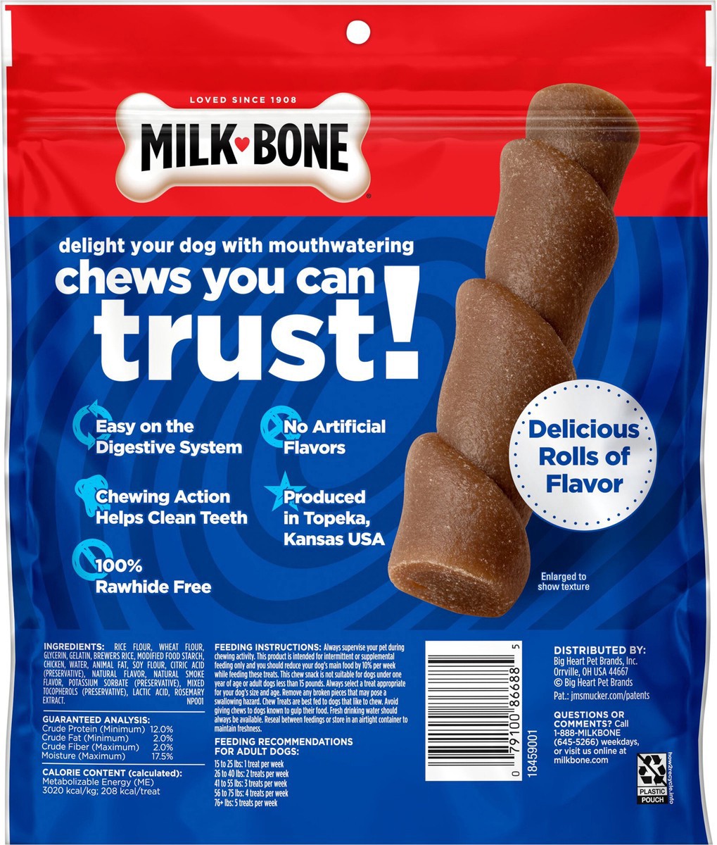 slide 2 of 14, Milk-Bone Flavor Rolls Chicken Doodle Dandy Rawhide Free Dog Treats With Chicken, 5-Count Bag, 11 oz