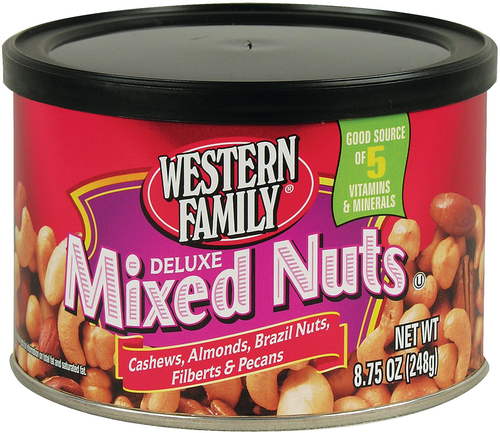 slide 1 of 1, Western Family Deluxe Mixed Nuts, 8.75 oz