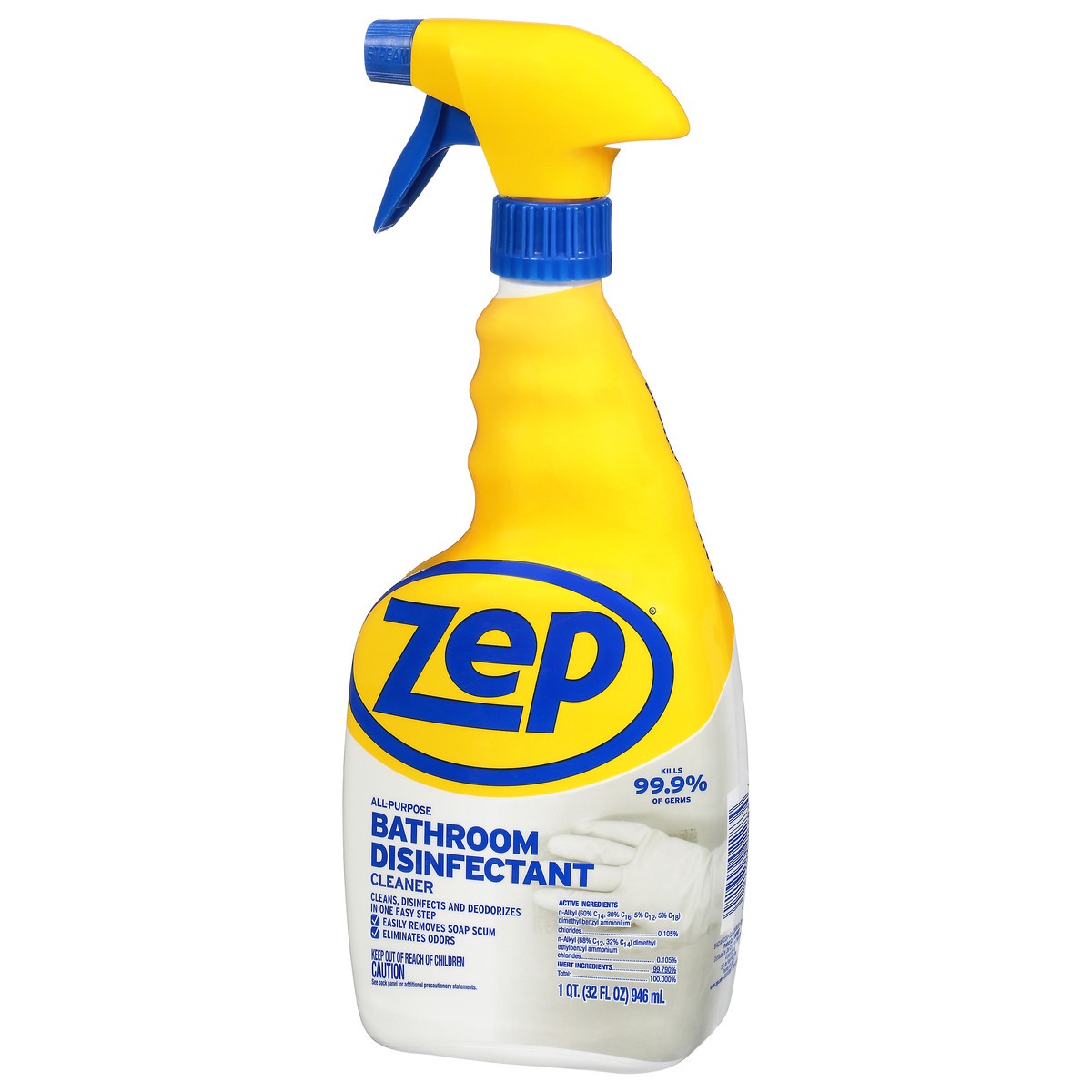 slide 12 of 12, Zep All-Purpose Bathroom Disinfectant Cleaner 1 qt Bottle, 1 qt