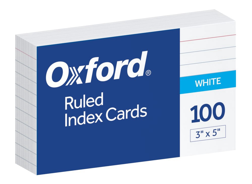 slide 1 of 3, Oxford Ruled White Index Cards, 100 ct; 35 in