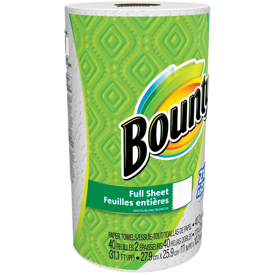 slide 1 of 1, Bounty Paper Towels - 2-Ply Regular Roll White, 40 ct