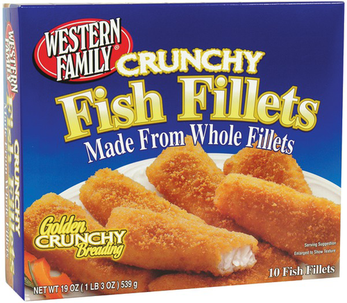 slide 1 of 1, Western Family Crunchy Fish Fillets, 19 oz