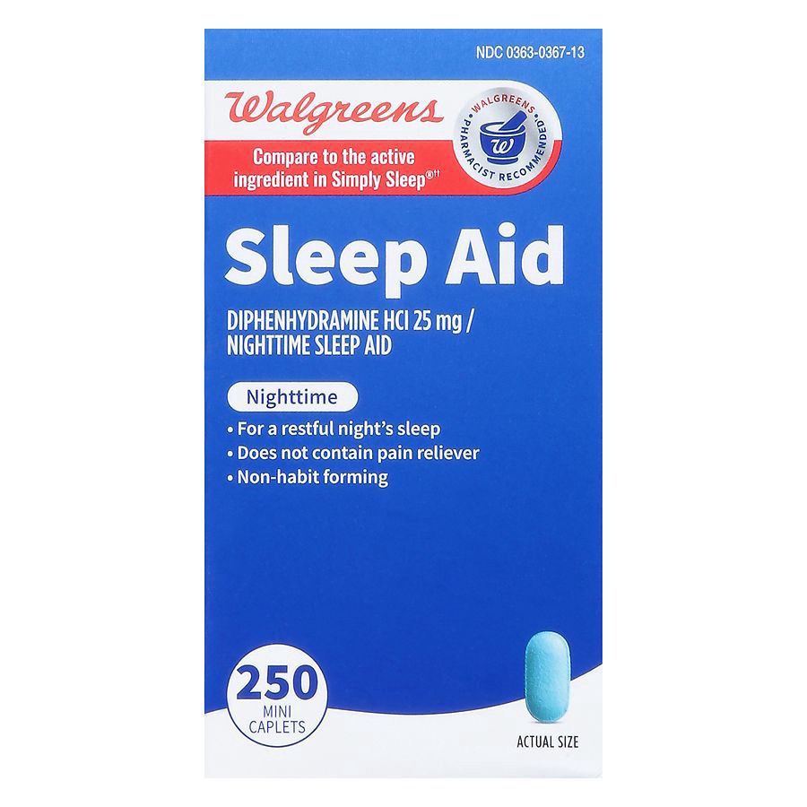 slide 3 of 5, Walgreens Nighttime Sleep Aid Mini-Caplets, 250 ct