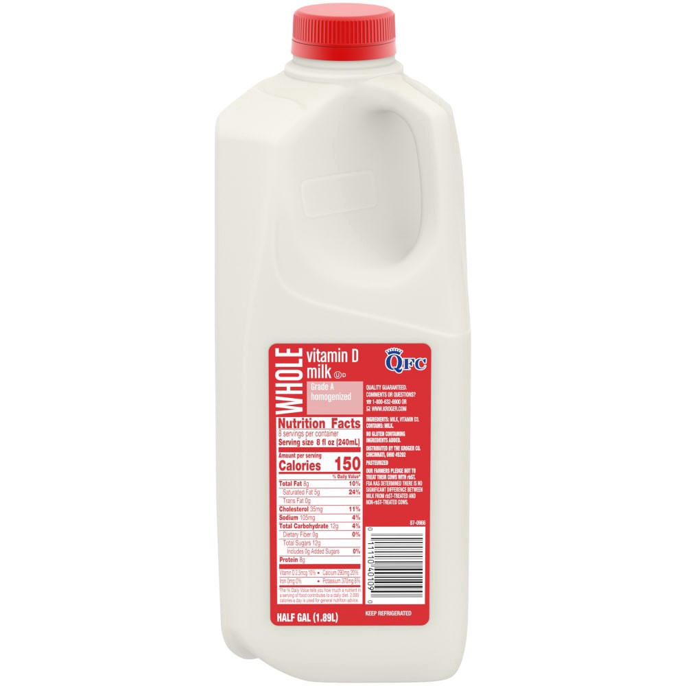 slide 3 of 3, QFC Vitamin D Whole Milk - 1/2 gal, 1/2 gal