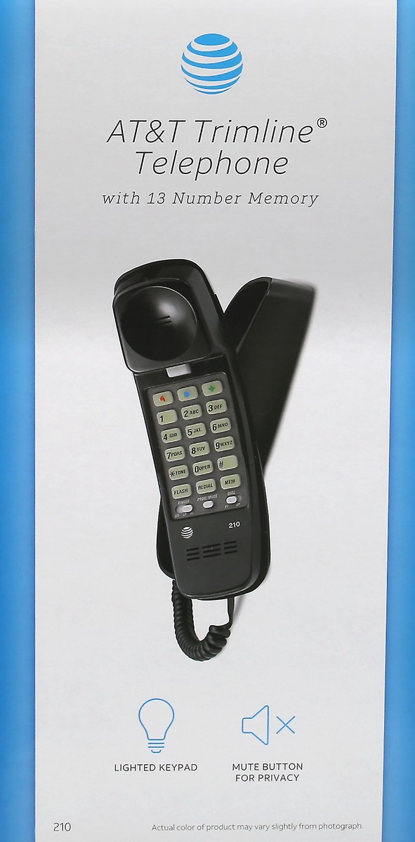 slide 1 of 9, AT&T Trimline Black with 13 Number Memory Telephone 1 ea, 1 ct