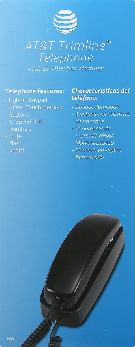 slide 9 of 9, AT&T Trimline Black with 13 Number Memory Telephone 1 ea, 1 ct