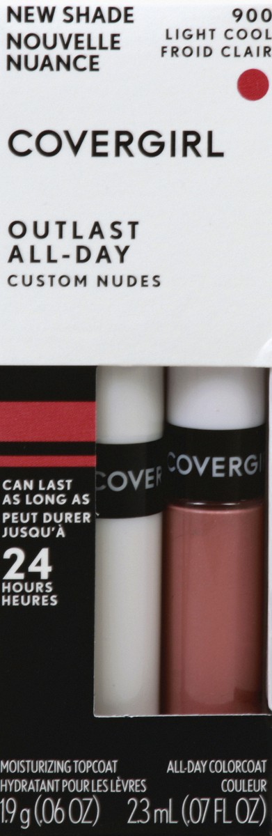 slide 4 of 6, Covergirl COVERGIRL Outlast All-Day Lip Color With Topcoat, Light Cool 900, 1.9g 0.06 oz/ 2.3ml 0.07 fl oz, 5.138 oz