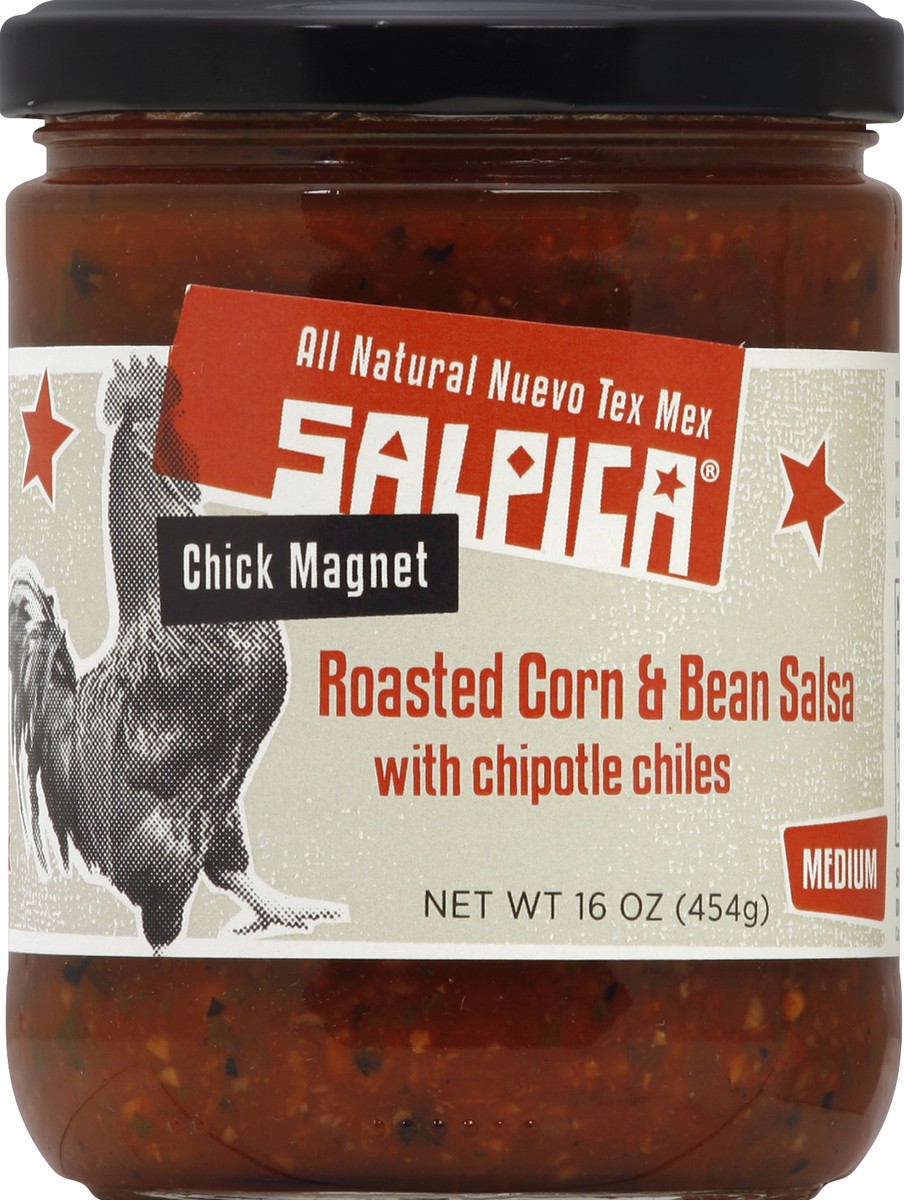 slide 5 of 6, Salpica Chick Magnet Roasted Corn & Bean Salsa With Chipotle Chile Medium, 16 oz