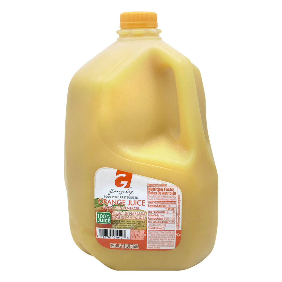 slide 1 of 1, Gonzalez, Orange Juice - 1 gal, 1 gal