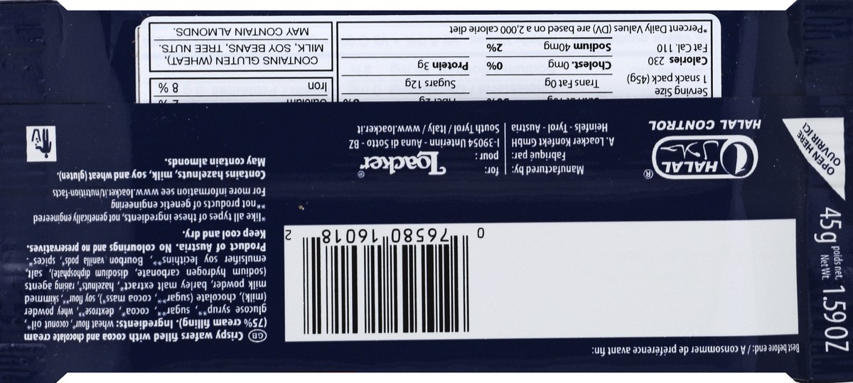 slide 4 of 6, Loacker Wafer 45 g, 45 g