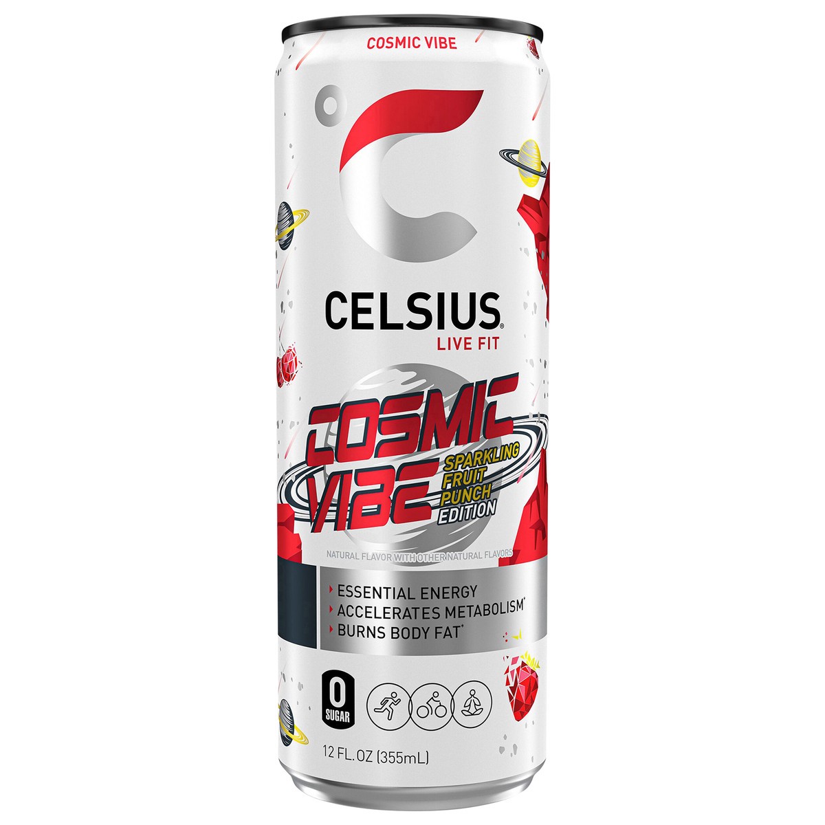 slide 1 of 13, CELSIUS Live Fit Cosmic Vibe Energy Drink Sparkling Fruit Punch - 12 fl oz, 12 fl oz