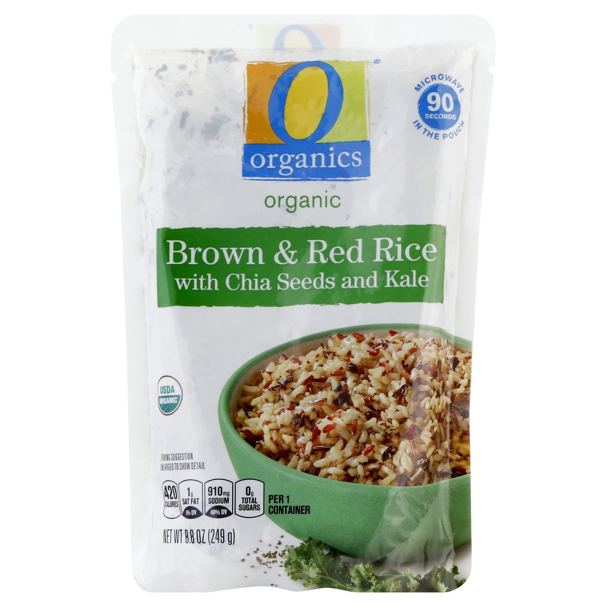 slide 3 of 3, O Organics Brown & Red Rice W/Chia & Kale 90 - 8.8 Oz, 90 x 8.8 oz