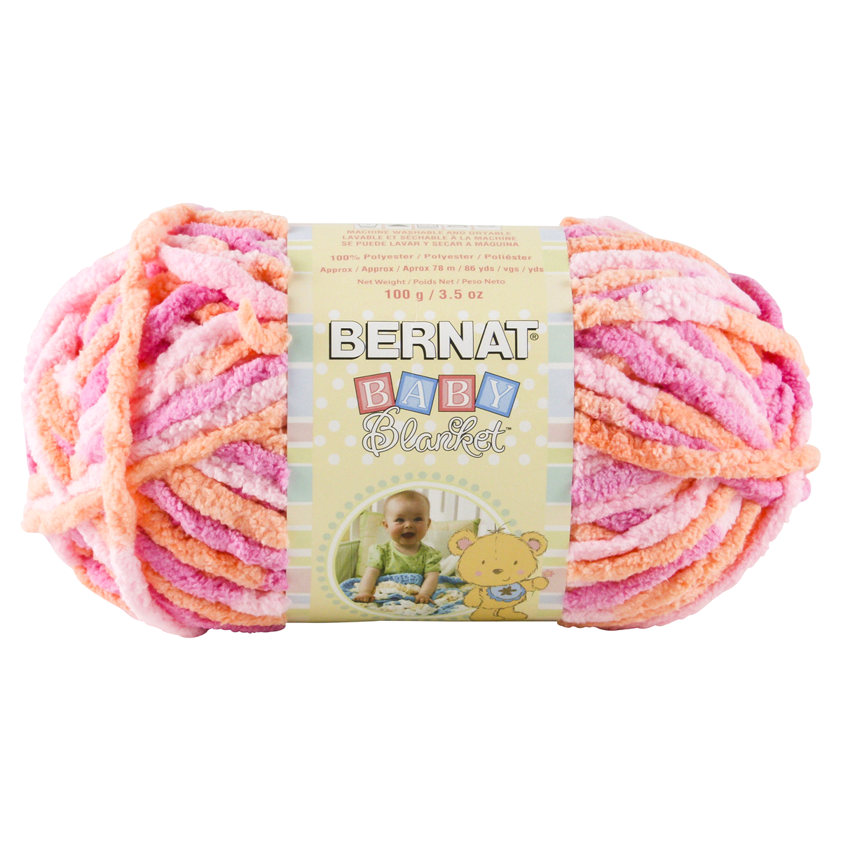 slide 1 of 4, Bernat Baby Blanket Yarn,Peachy, 1 ct