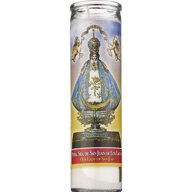 slide 1 of 1, PRAYER CANDLE Novena Candle 8" White "Santos Duales", 8 in