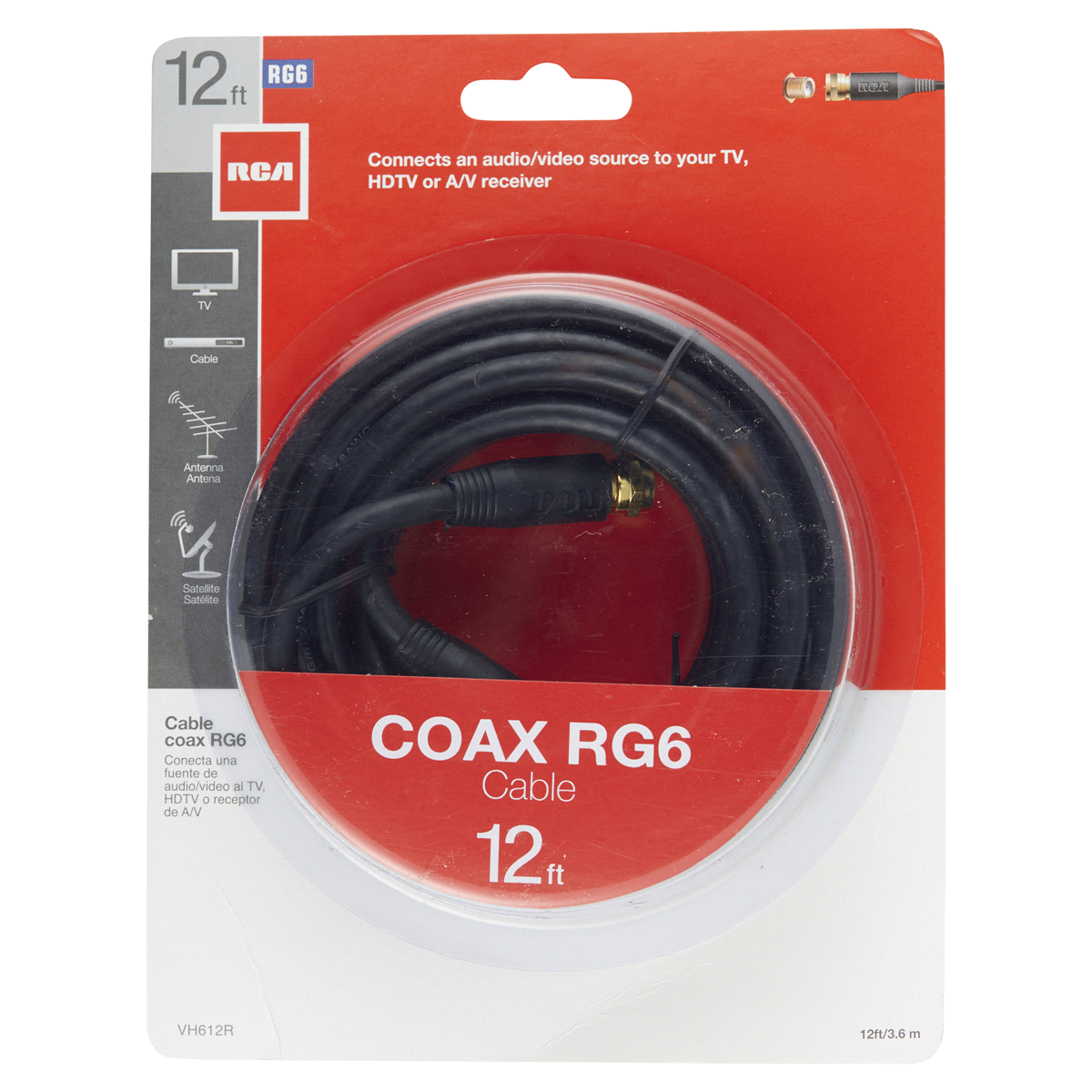 slide 1 of 5, RCA Digital Coaxial Cable, 12 ft