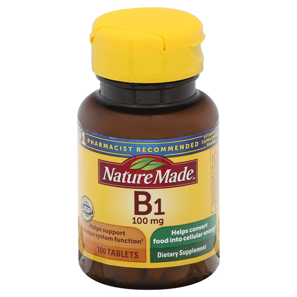 slide 1 of 1, Nature Made Vitamin B1 100 mg, Dietary Supplement for Energy Metabolism Support, 100 Tablets, 100 Day Supply, 100 ct