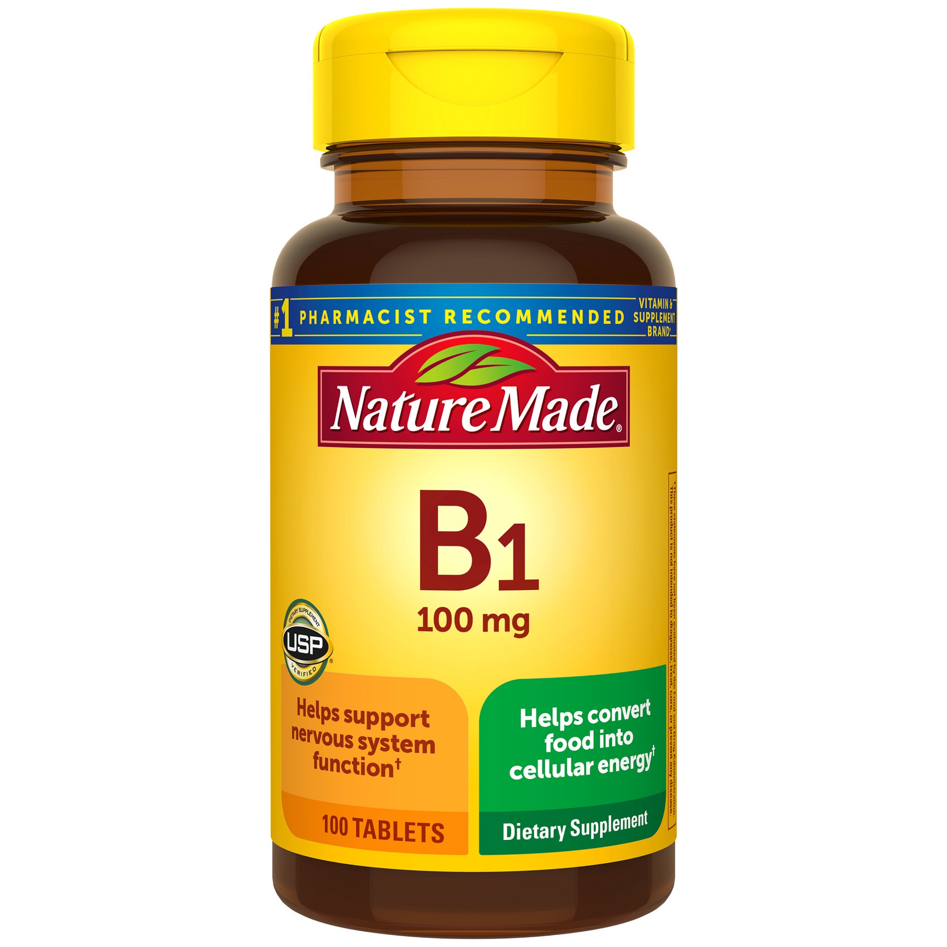 slide 1 of 1, Nature Made Vitamin B1 100 mg, Dietary Supplement for Energy Metabolism Support, 100 Tablets, 100 Day Supply, 100 ct