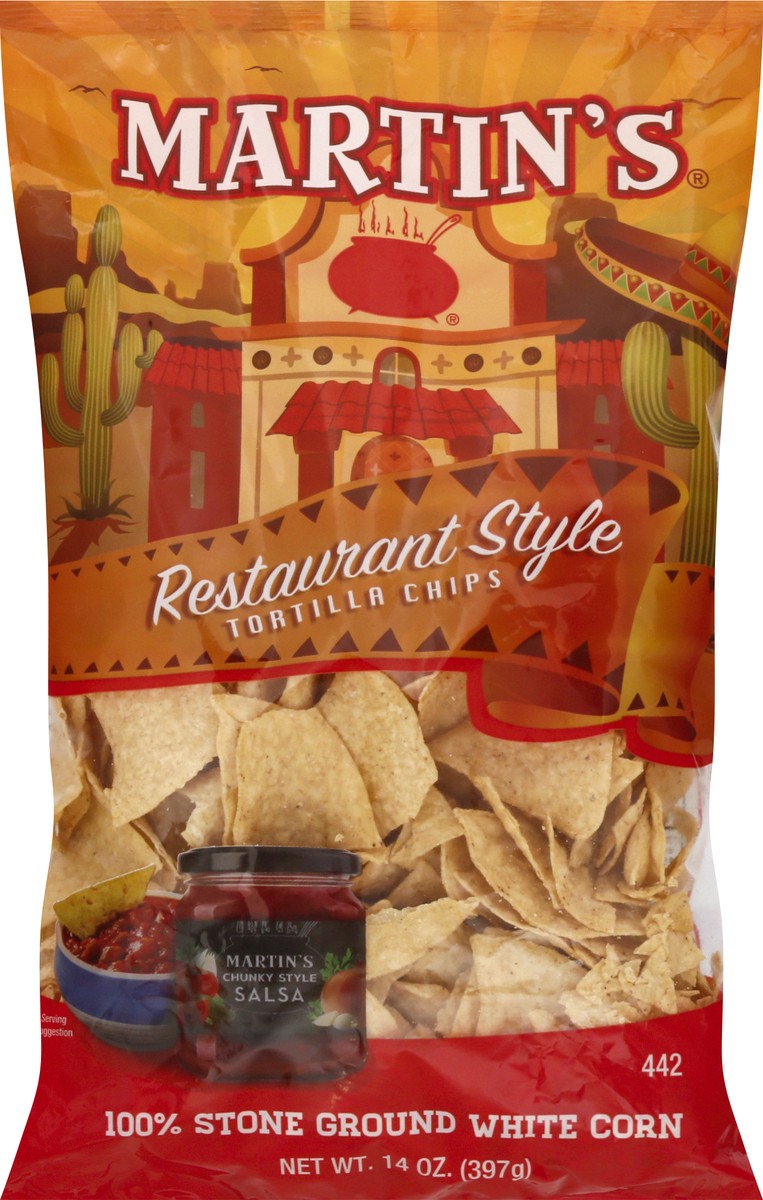 slide 1 of 13, Martin's Restaurant Style Tortilla Chips 14 oz, 14 oz