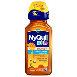 Vicks Kids NyQuil Honey Cold & Cough + Congestion Relief for Nighttime Sneezing, Runny Nose, Nasal Congestion & Cough, Flavored with Real Honey, For Children Ages 6+, 8 FL OZ