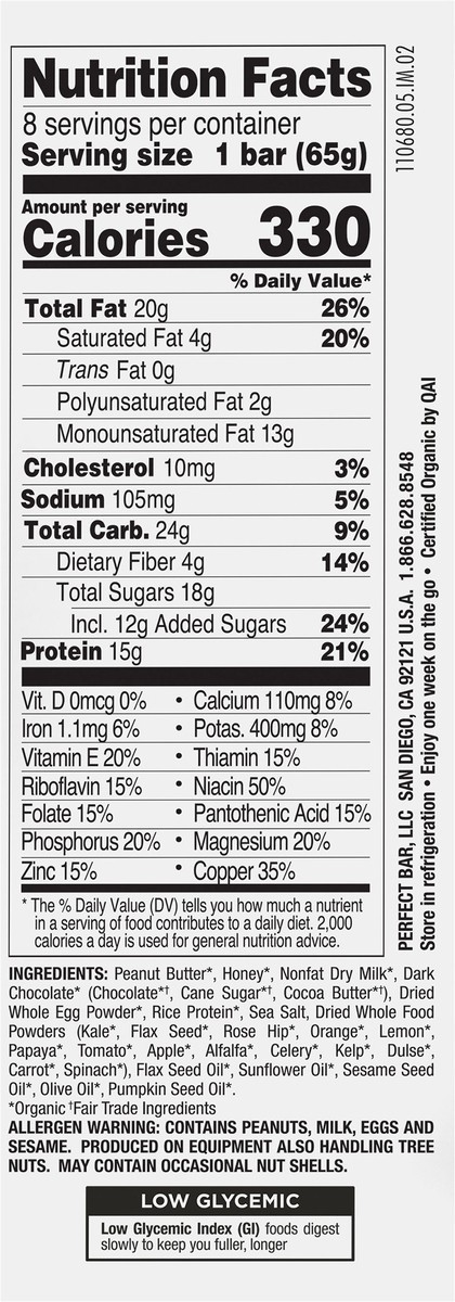 slide 8 of 9, Perfect Bar® protein bar, dark chocolate chip peanut butter, 2.3 oz