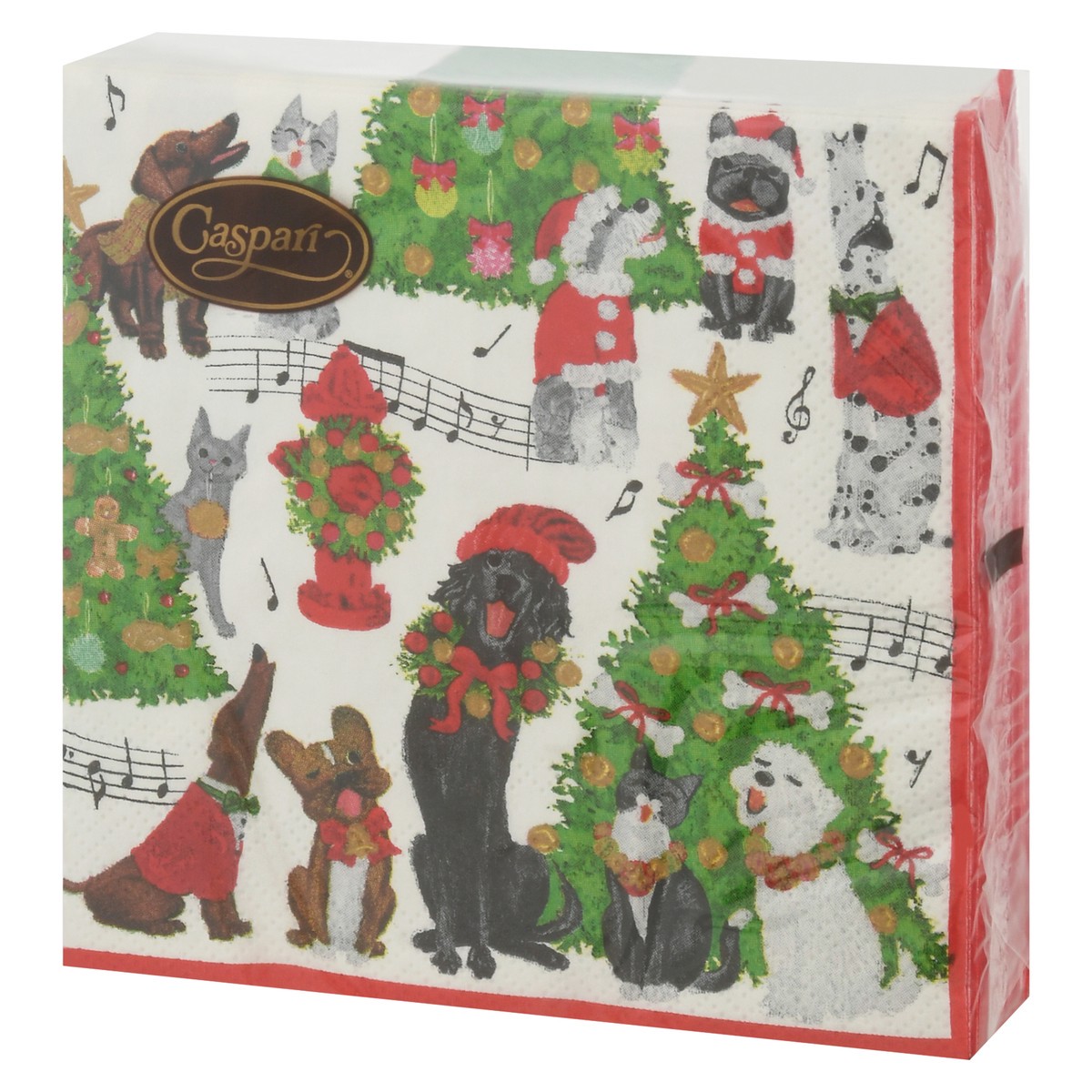 slide 9 of 12, Caspari Triple-Ply Caroling Pets Napkins 20 ea, 20 ct