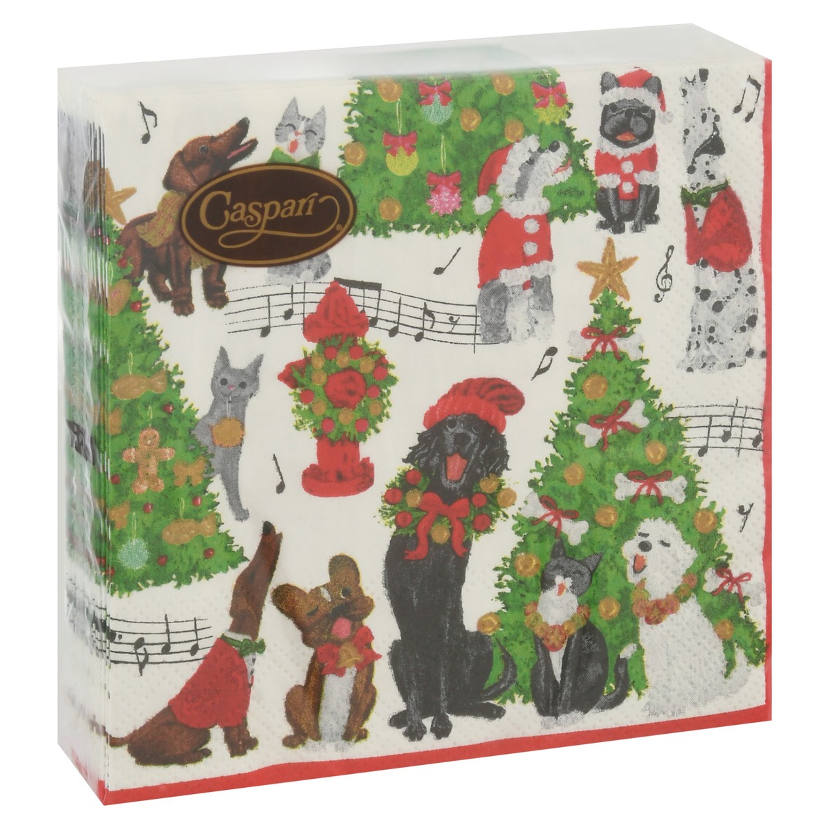slide 4 of 12, Caspari Triple-Ply Caroling Pets Napkins 20 ea, 20 ct