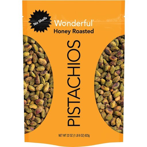 slide 1 of 3, Wonderful Pistachios, No Shells Honey Roasted Nuts, 22 Ounce Bag, 22 oz